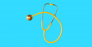 yellow-stethoscope-on-blue-background